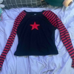 Y2K Striped Star Crop Top